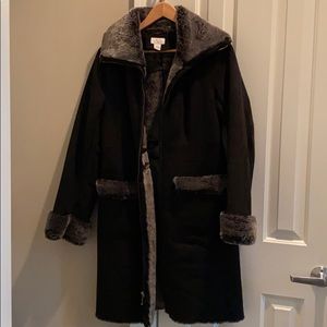 Faux shearling knee length coat